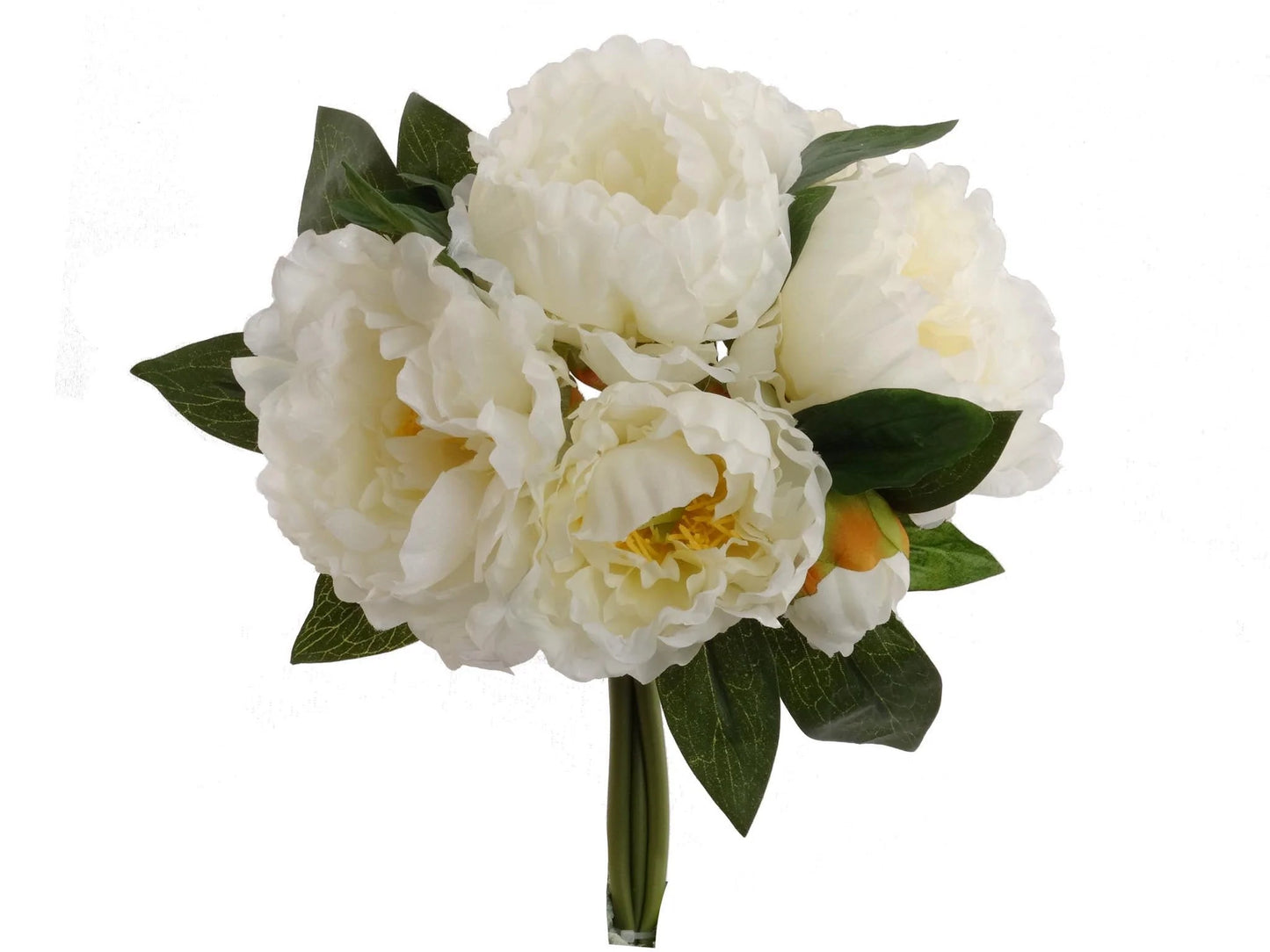 Artificial Cream White Silk Peony Bouquet- 12"