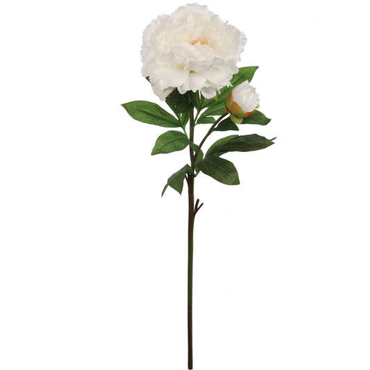 Artificial White Peony Stem-30"