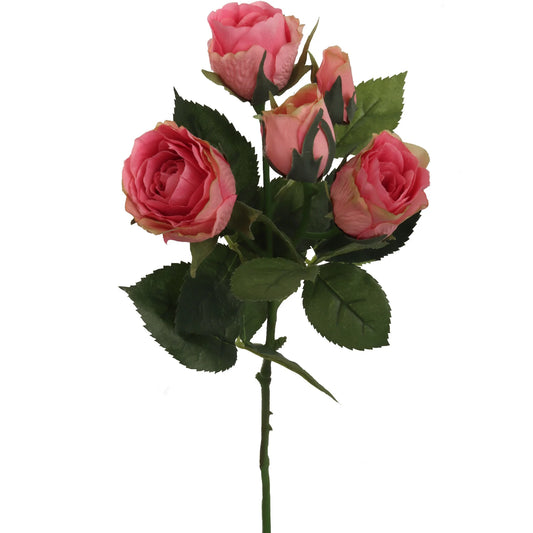 Artificial Dark Pink Rose Spray-16"