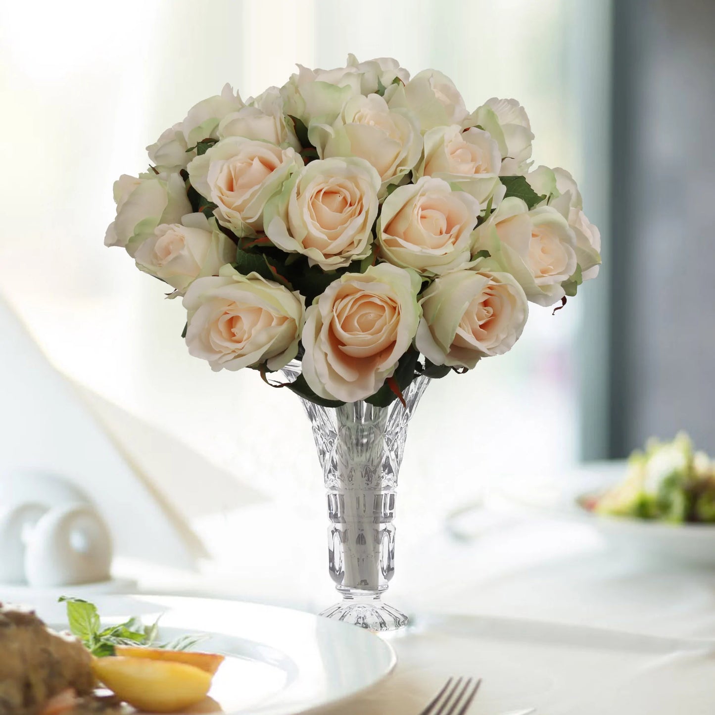 Artificial Champagne Rose Bud-20" (6 Pieces)