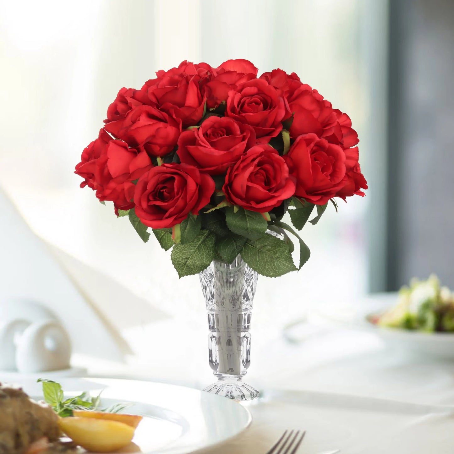 Artificial Red Rose Rose Bud-20" 6 Pieces