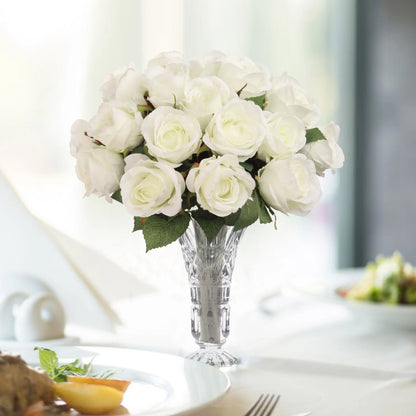 Artificial  White Rose Bud-20" 6 Pieces