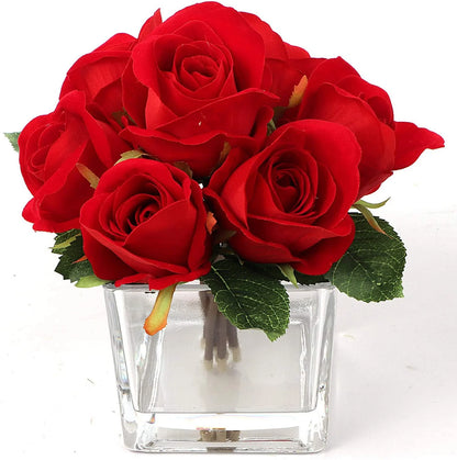 Artificial Red Velvet Rose Bouquet-10"