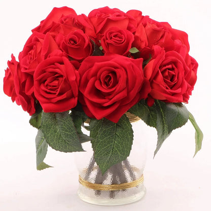 Artificial Red Velvet Rose Bouquet-10"