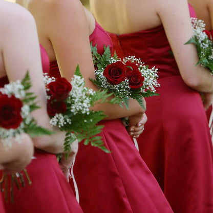Artificial Red Velvet Rose Bouquet-10"