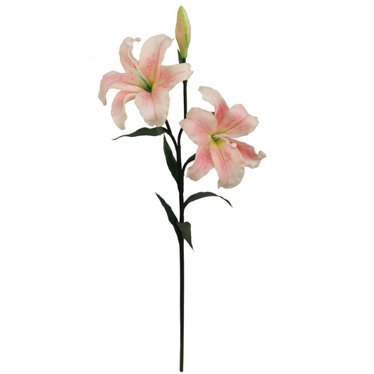 Artificial  Premium Pink White Real Touch Tiger Lily- 35"