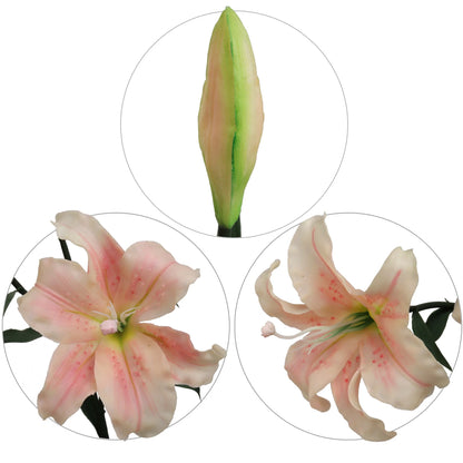 Artificial  Premium Pink White Real Touch Tiger Lily- 35"