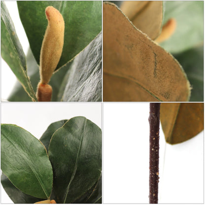 Artificial Magnolia Leaf Pick 12” w 8 leaves and 1 Bud
