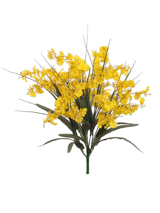 Artificial  Yellow Dancing Orchid Bush-25"