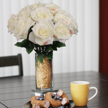 Artificial  Cream Open Rose Stem-20" 6 Pieces