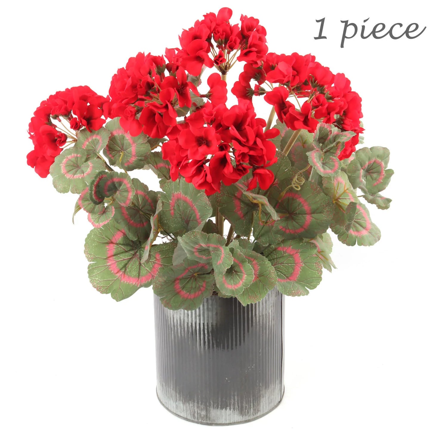 Artificial Red Geranium Bush- 18"