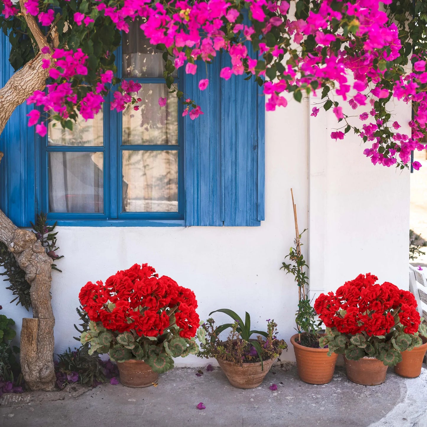 Artificial Red Geranium Bush- 18"