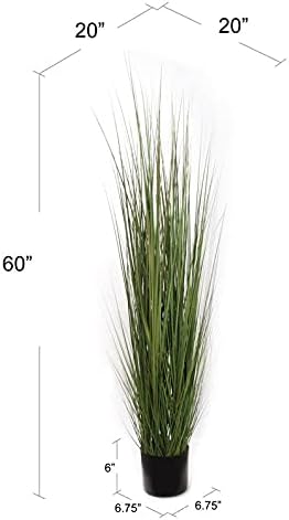 Sleek Artificial 5' Grass Bush in Stylish Black Pot - Realistic Faux Greenery for Modern Home Decor & Event Enhancements - Top-Quality, Low-Maintenance Design