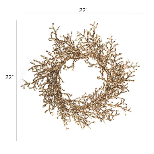 22" Artificial Iced Twig Front Door Christmas Decor