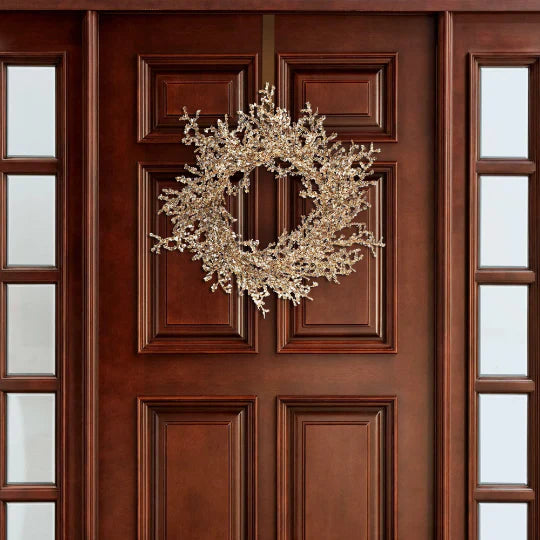 22" Artificial Iced Twig Front Door Christmas Decor