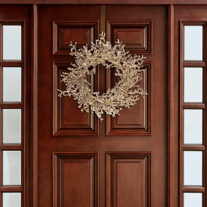 22" Artificial Iced Twig Front Door Christmas Decor