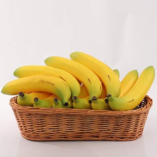 6 Real Touch Artificial Banana 8" Weighted Lifelike Feel Great for Decor, School Projects, Home Staging Fake Fruit