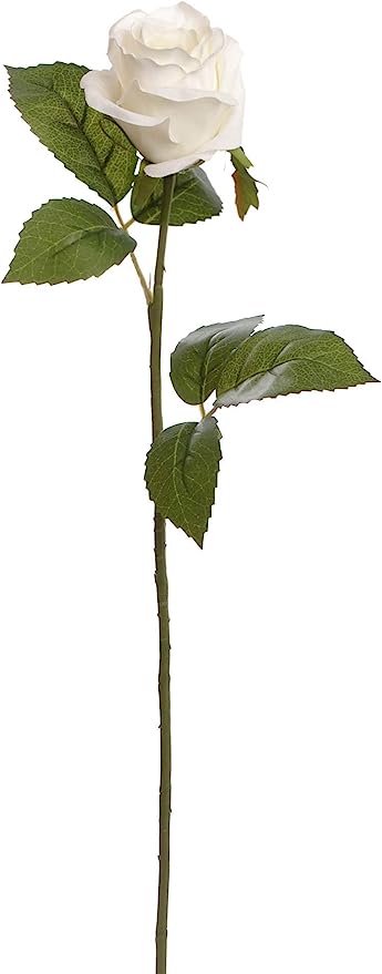 18" Artificial White Rose - Lifelike, Elegant Faux Flower Decor for Home, Weddings & Events - Premium Quality, Realistic Design