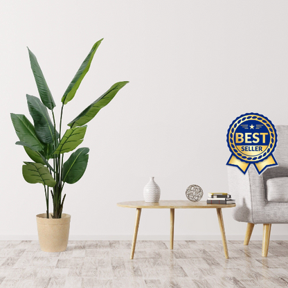 Artificial 5' Bird of Paradise Plant with Pot - Lifelike Indoor Faux Tropical Foliage - Easy Care, Realistic Home Décor