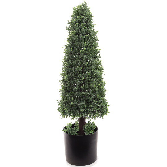 Nature's Grace Preserved - 30" Pre-Potted Artificial Boxwood Tree Topiary Cone, Lifelike Beauty, and Effortless Elegance