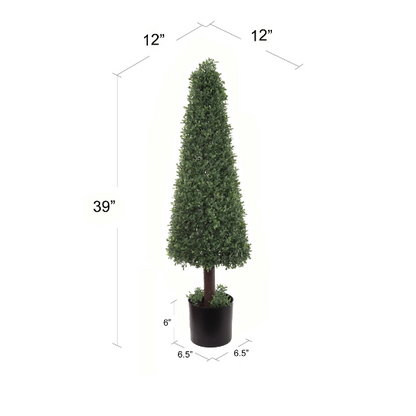 Captivating 39" Artificial Boxwood Cone Topiary - Timeless Beauty, Versatile Décor, and Easy Maintenance