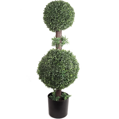 Timeless Charm Redefined - 33" Artificial Boxwood Double Ball Topiary for Captivating Décor and Hassle-Free Maintenance