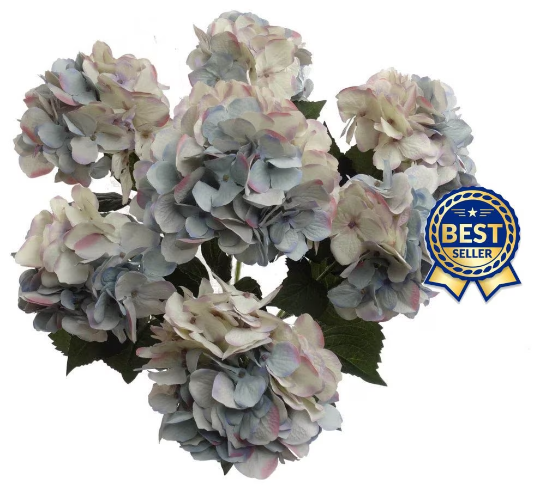 Lavender Blue Horizon Hydrangea Oasis - Artificial 20" Silk Bush with 7 Flower Heads