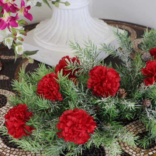 Burgundy Bliss Carnation Burst : 30 Pack of 7" Silk Carnation Picks with 3.5" Flower Heads