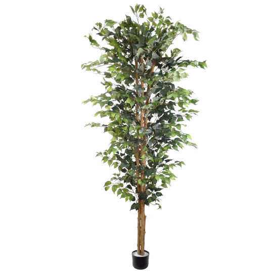 7' Artificial Silk Ficus Tree with 1512 Leaves in Pot - Lifelike Indoor Plant Décor - Low Maintenance & Realistic Home Accent