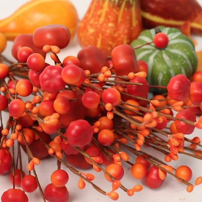 11-Inch Mini Pumpkin and Berry Pick - Perfect for Thanksgiving, Halloween, and Autumn Decorations - Fall Inspired Decorative Accents for Home and Office