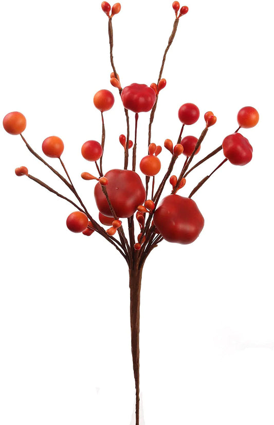 11-Inch Mini Pumpkin and Berry Pick - Perfect for Thanksgiving, Halloween, and Autumn Decorations - Fall Inspired Decorative Accents for Home and Office