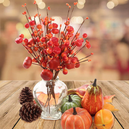 11-Inch Mini Pumpkin and Berry Pick - Perfect for Thanksgiving, Halloween, and Autumn Decorations - Fall Inspired Decorative Accents for Home and Office
