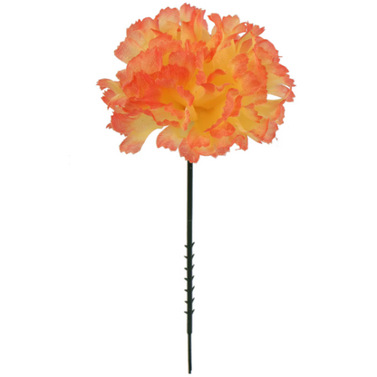 Tangerine Dream Carnation Burst : 30 Pack of 7" Silk Carnation Picks with 3.5" Flower Heads
