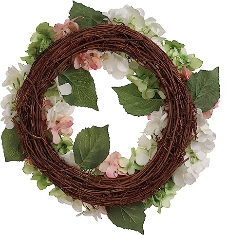 18" Hydrangea Wreath with 12 Artificial Flowers - Premium, Lifelike Decor for Home & Events - Easy-to-Hang, UV-Resistant