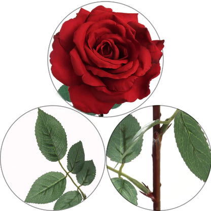 3 Premium Artificial Open Roses RED Color 30”