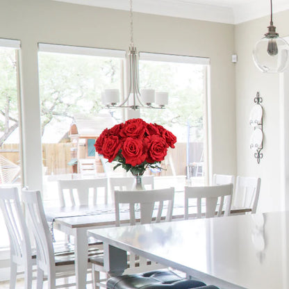 3 Premium Artificial Open Roses RED Color 30”