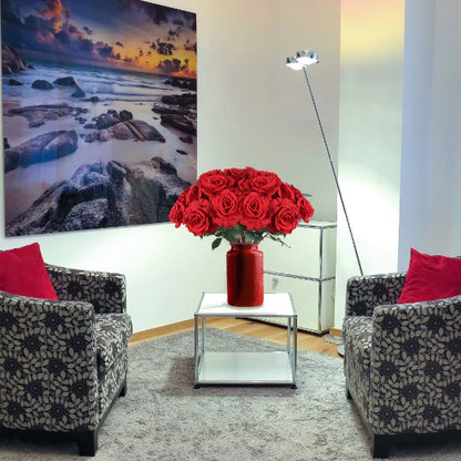 3 Premium Artificial Open Roses RED Color 30”