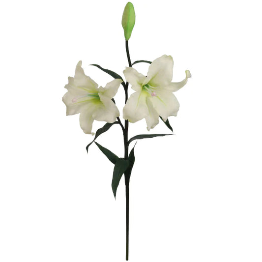 35" Premium Real Touch Silk Flower Lily White