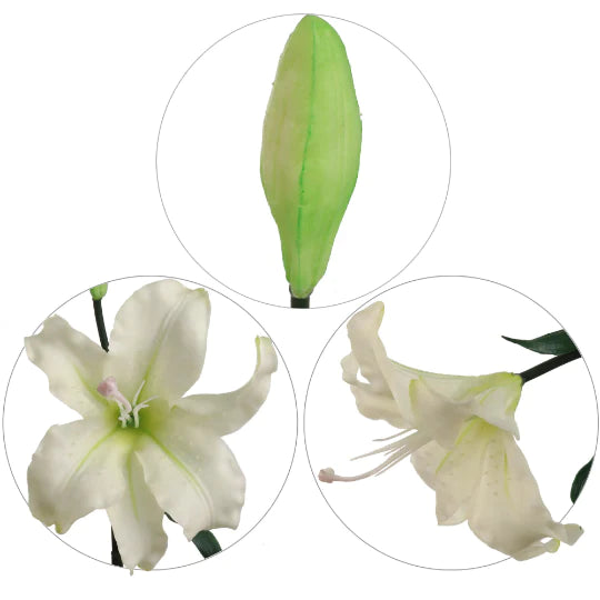 35" Premium Real Touch Silk Flower Lily White