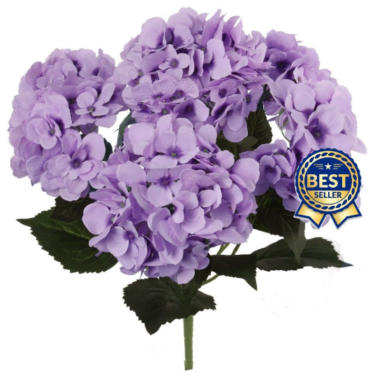 Lavender Serenity Hydrangea Oasis : Artificial 20" Silk Bush with 7 Flower Heads