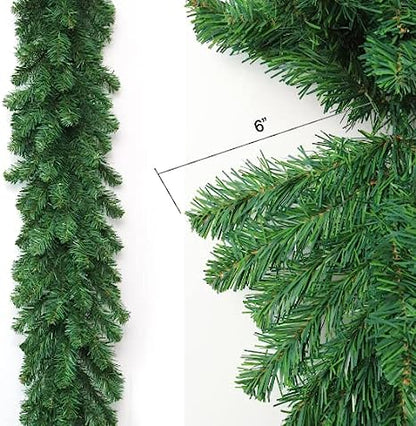 Christmas Garland Artificial Pine 9' Garland 12" Wide Loaded with 240 Tips Great for Front Door, Railings and Mantel Indoor Outdoor