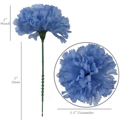 Oceanic Opulence Carnation Splash : 30 Pack of 7" Silk Carnation Picks with 3.5" Flower Heads