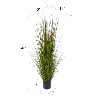 Artificial Grass Bush in Black Pot 4' Silk Fake Grass