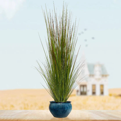 Artificial Grass Bush in Black Pot 4' Silk Fake Grass